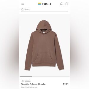 Vuori Brown Men's Fleece Pullover Hoodie